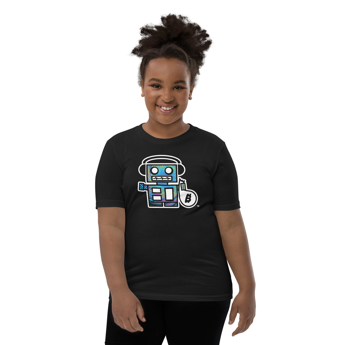 Tie Dye Bot - Black Unisex T-shirt (Youth)